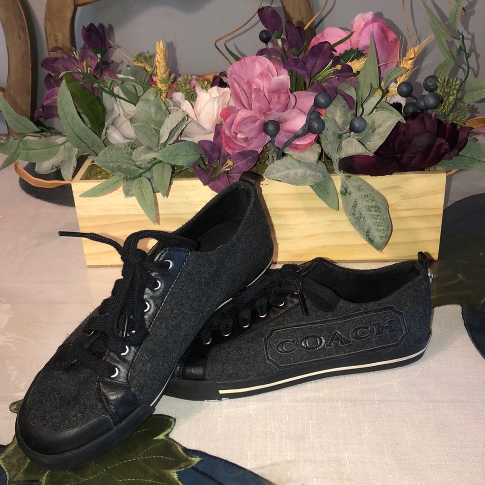 Charcoal grey coach sneakers